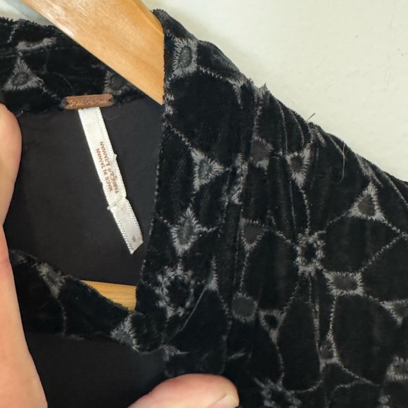 Free People Black Velvet Mini Dress with Floral Texture - Picture 5 of 5